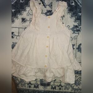 Casual Pink and Cream Flowy Dress with Billowy Sleeves